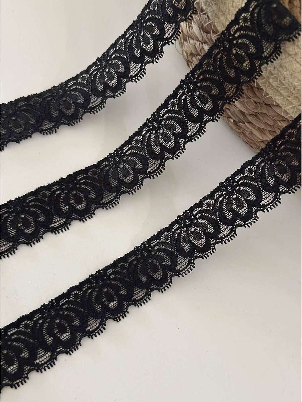 10Yds Stretch 1" Wide Black lace Wholesale